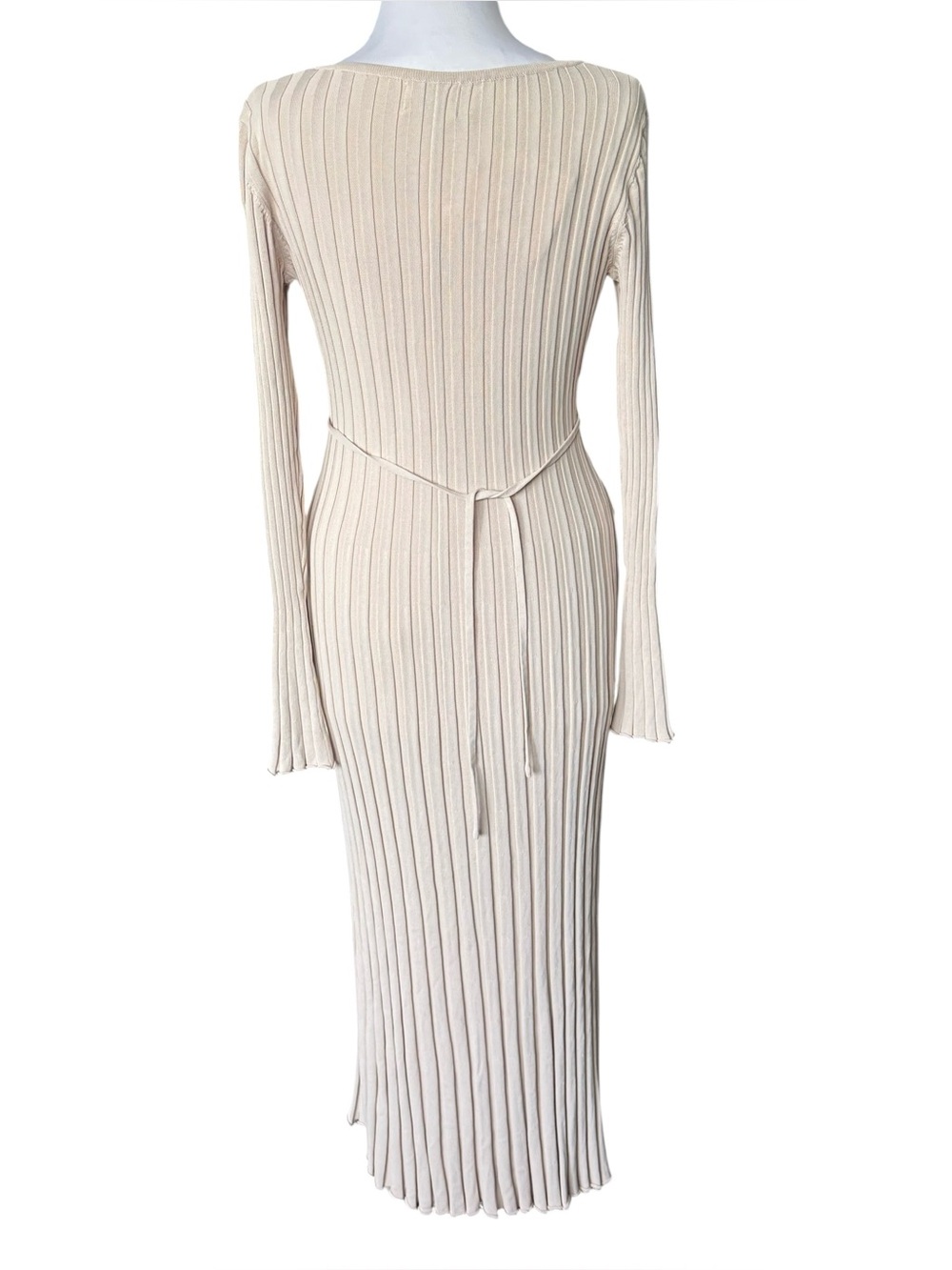 DISSH Reign Long Sleeve Stretch Ribbed Knit Midi Dress Stone Size Small NEW - Picture 7 of 13